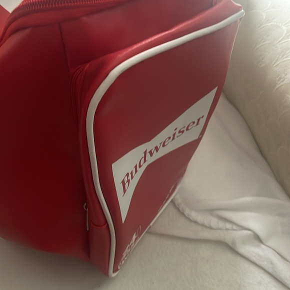Budweiser Soft-sided Faux Leather Red Cooler Bag - Picture 3 of 5